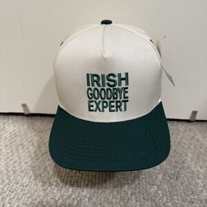 Irish Goodbye Expert Embroidered Beige Khaki Snapback Adjustable Dad Hat Cap NWT